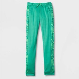 NWT Boys' Green Tech Fleece Joggers with Patterned Stripe Down the Side
